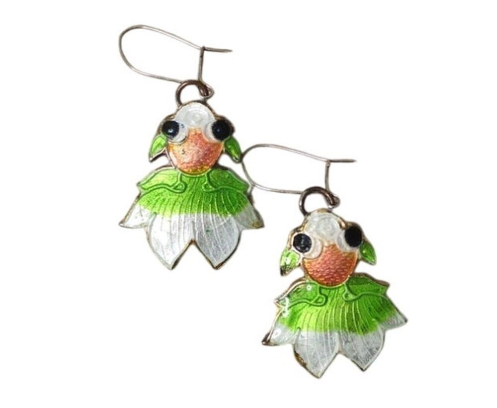 Whimsical Vintage Goldfish Enamel Drop Earrings